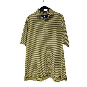FAIRWAY & GREENE Yellow Blue Striped Golf Polo Shirt‎ - Size Small